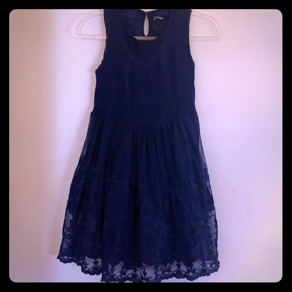 Beautiful Navy Lace Embroidered Dress 10-12